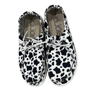 Hey Dude cow print shoes
